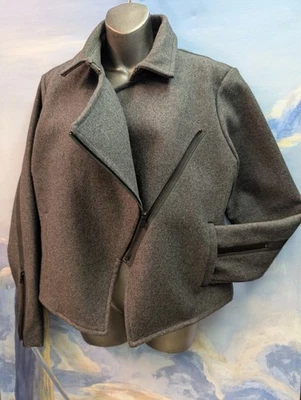 NEW! Kate Spade L Wool Asymmetrical Zip Jacket In Charcoal - Image 1 of 4