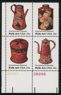 US - 1977 Folk Art: Pueblo Pottery - SC# 1778a (1775-1778) Plate Block of 4 MNH - Image 1 of 2