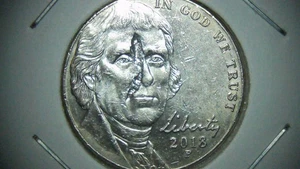 2018-P Nickel - Strike Through - Picture 1 of 6