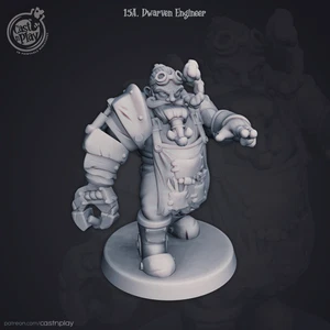 32mm Scale Dwarf Engineer Paintable Miniature 3D Printed Dwarven Diorama Tableto - Picture 1 of 3