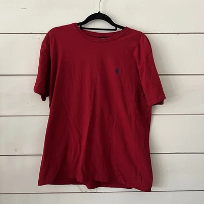 Polo Ralph Lauren 男式红色 T 恤 M 码海军蓝小马 — 第 1/4 张图片