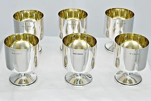 Atemberaubendes Set 6 Sterling Silber & vergoldete Kelche mit kurzem Stiel, Whisky/Kordeln. 528gr - Bild 1 von 22