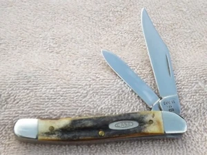 1989 CASE XX BURNT STAG 52087 JACK KNIFE BLACK STAG FRONT NEVER USED CLEAN - Picture 1 of 5