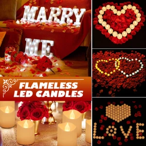 LED Flameless Flickering Tea Light Tealight Candle Battery Included Decor 6-36x - Picture 1 of 17