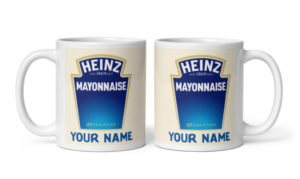 Personalised Heinz Mayo Mayonnaise Tea Coffee Mug Cup Any name Gift Present - Image 1 of 1