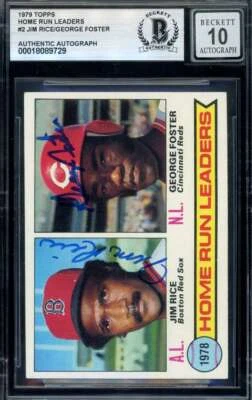 Jim Rice George Foster Gem Mint 10 Beckett BAS Signed 1979 Topps 1978 Leaders Au - Image 1 of 2