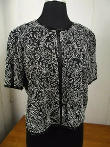 Stenay Womens MEDIUM 100% Silk Beaded Sequined Jacket Top Lined Vintage M - Picture 1 of 8