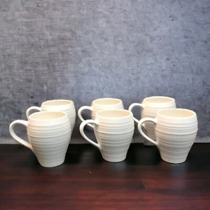 Juego de 6 tazas de café Mikasa Swirl blancas DJ100 de gres en espiral minimalista - Imagen 1 de 16