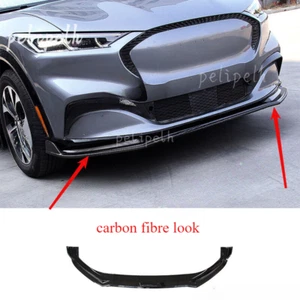 For Ford Mustang Mach-E 2021-2023 ABS carbon fiber Front Bumper Lip Spoiler 3PCS - Picture 1 of 7