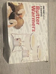 Nantucket Seafood Set of 2 Butter Warmers Ceramic Melting Pots w/ Chrome Stands - Picture 1 of 2