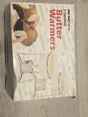 Nantucket Seafood Set of 2 Butter Warmers Ceramic Melting Pots w/ Chrome Stands - Image 1 of 2