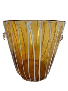 Mid-Century Modern 1980 Amber Art Glass Vase- Ice Bucket by Venini - 5" - Picture 1 of 8
