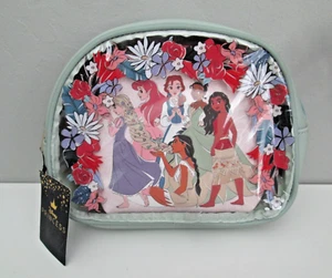 Disney Princesses Floral Cosmetic 3 Pc Bag Set Rapunzel Ariel Belle Moana Tiana - Picture 1 of 4