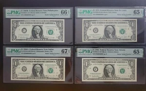 8660*0668' MATCHING LOTS OF 4~$1 Dollar RADAR~PMG 65EPQ-67EPQ GEM UNC 1969-1995 - Picture 1 of 10