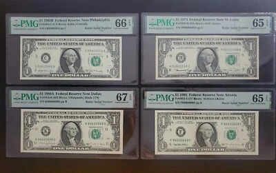 8660*0668' MATCHING LOTS OF 4~$1 Dollar RADAR~PMG 65EPQ-67EPQ GEM UNC 1969-1995  - Image 1 of 4