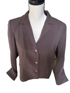 🦄🧥💛Norton McNaughtob Women’s Long Sleeve 3 Button Brown Blazer Size 10 - Picture 1 of 4