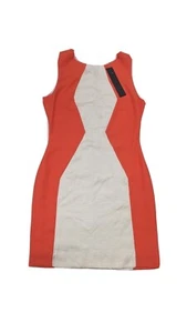 Aryn K Sheath Dress Sleeveless Color Block Coral White Midi - Picture 1 of 8