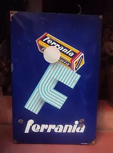 VINTAGE OLD ORIGINAL PORCELAIN ENAMEL SIGN FERRANIA PHOTO ROLL FILM ITALY 1950 - Picture 1 of 6