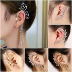 Women Jewelry Fashion Crystal Pearl Butterfly Ear Cuff Clip Earring Wrap Crawler