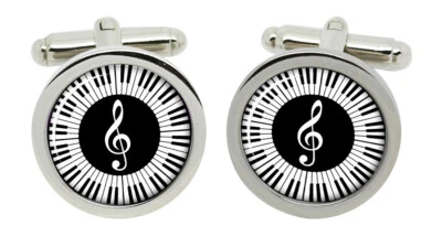 Piano Manschettenknöpfe IN Chrom Kiste - Bild 1 von 4