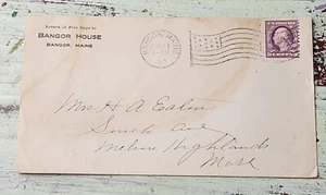 Cubierta de casa Bangor 1917 - Bangor ME to Melrose Highlands MA, 3¢ bandera cancelar - Imagen 1 de 3