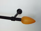 Gardinenstange 20 mm " Young " 120 cm kürzbar schwarz mit Endstück Kerze orange