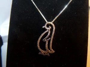 KAY JEWELERS 17 DIAMANTEN STERLINGSILBER PINGUIN ANHÄNGER UND KETTE - Bild 1 von 10
