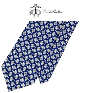 Corbata azul Brooks Brothers Makers - azul beige cuadrados círculos patrón corbata de seda - Imagen 1 de 12