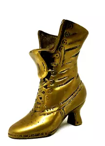 Solid Brass Victorian Style Boot Figurine Vase Vintage VGC 10.2cm H - Picture 1 of 10