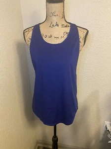 Fabletics Women’s Medium Purple-Blue / Black Tank Top w Mesh Back Panel - EUC - Picture 1 of 5