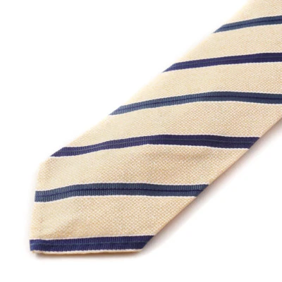 Corbata de seda a rayas amarilla y azul marino tejida Cesare Attolini nueva con etiquetas $295 Foto 1 de 3