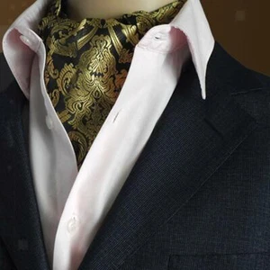Herren Paisley Jacquard Gewebte Seide Krawatte Schal Ascot - Bild 1 von 9