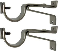 Adjustable Curtain Rod Brackets Drapery Rod Holders Pewter Silver ~ Set of 2