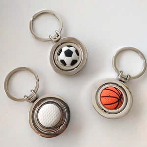 Lot 3 Sports Keychains Balls Basketball Golf Swivel Soccer Silver Tone Gift Idea - Picture 1 of 6