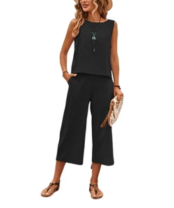 Pantalon Black Tank & Pocket Crop Pants Women Size L - Picture 1 of 2