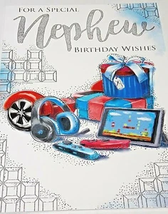 Geburtstagskarte Neffe. Geschenke Motiv. Eisvogel Karten. (02) - Bild 1 von 4