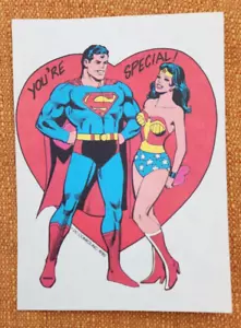 SUPERMAN & WONDER WOMAN VALENTINE'S DAY CARD 1980 DC Comics You're Special Nice! - Picture 1 of 5