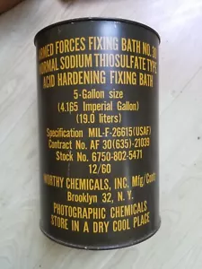 Vintage Army Acid Hardening Fixing Bath (Film/photo paper fixer) 5 Gal SealedCan - Picture 1 of 3
