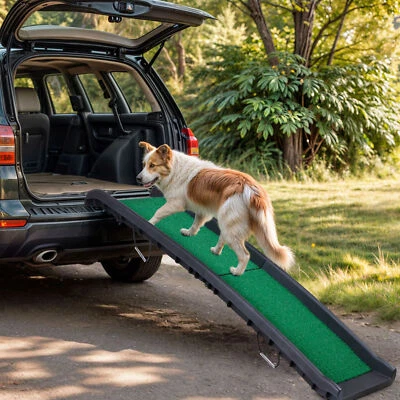 61" Portable Folding Dog Ramp Non-Slip Pet Ramp Stairs Ladder w/Raised Siderails - Image 1 of 4