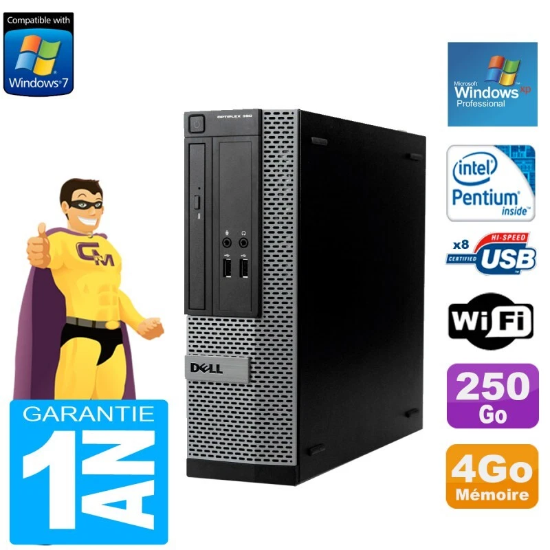 PC DELL 390 SFF Intel G630 RAM 4Go Disco Duro 250 Go Wifi Windows XP Pro - Imagen 1 de 1