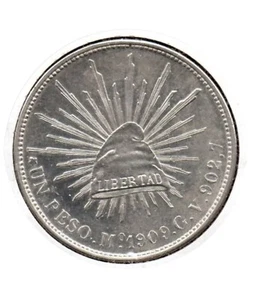 1909 Un peso silver Mo G. V.   (Peso Porfiriano) - Bild 1 von 2