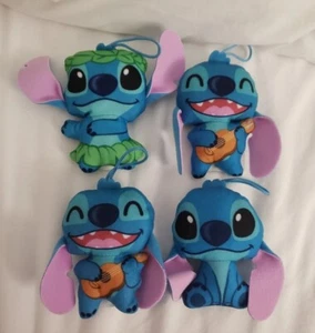 4 Disney Stitch 3 Zoll Plüsch blau Schlenker McDonalds: 2 Ukulele 1 sitzend 1 Hula - Bild 1 von 4