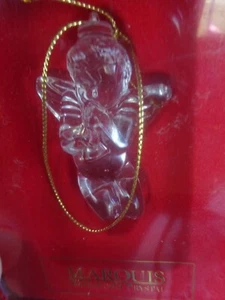 Marquis Waterford Crystal Kneeling Cherub Angel w Horn Ornament Red Box Clear Li - Picture 1 of 3