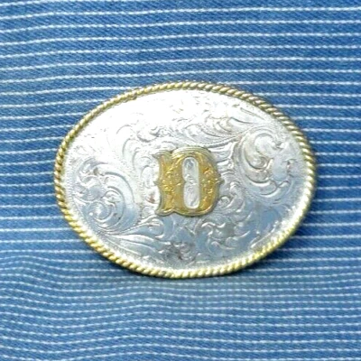 Western D платье ремня пряжка инициал D монограмма прокрутки винтажный 80-х Nocona .GTA127 - Изображение 1 из 4