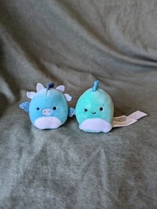 Sqiushville Mini Juego de Peluche Devin Dino Ben Dragon 2" Peluche Azul Teal 2 piezas - Imagen 1 de 14