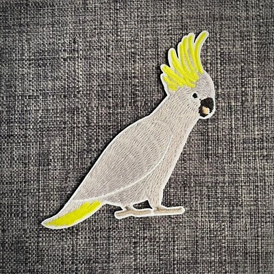 Australian Sulphur-crested Cockatoo Bird 100% Embroidered Patch Badge Iron-On - Image 1 of 2