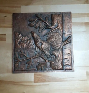 Kupfer-Relief massiv Auerhahn vermutlich 70-iger Jahre - Bild 1 von 4