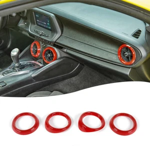 4x Red Front Air Vent Outlet Decorative Ring Cover Trim For Chevrolet Camaro 16+ - Bild 1 von 12