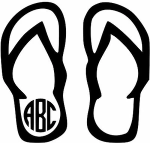 Custom Flip Flop Monogram Initials Personalized Vinly Decal U Pick SIZE + COLOR - Picture 1 of 2