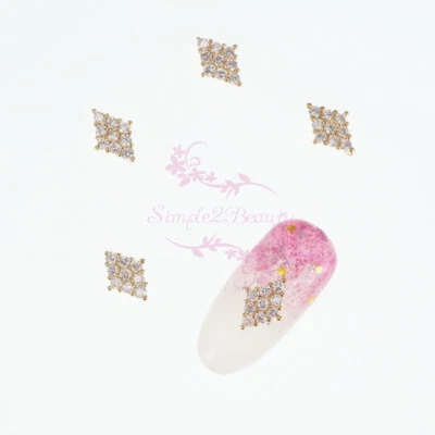5pcs Micro Pave Clear Zircon Rhombus Shape Charms Luxury Nail Art Jewelry Decor - Image 1 of 4